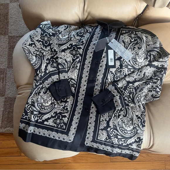 Nili Lotan Black and White Paisley Shirt - Picture 2 of 4